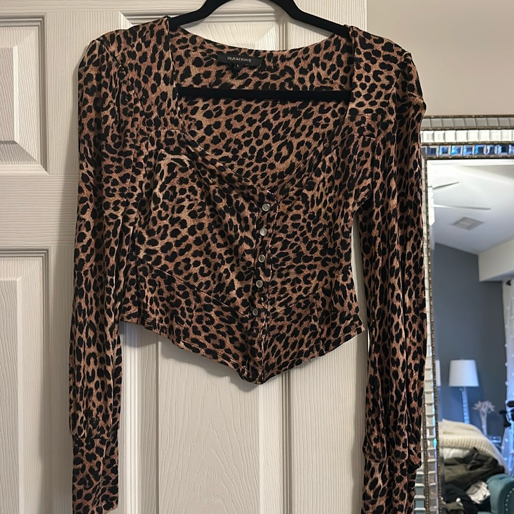 Leopard faux corset top